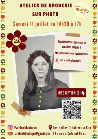 Flyer atelier de broderie sur photo - © Atelier Filantropia