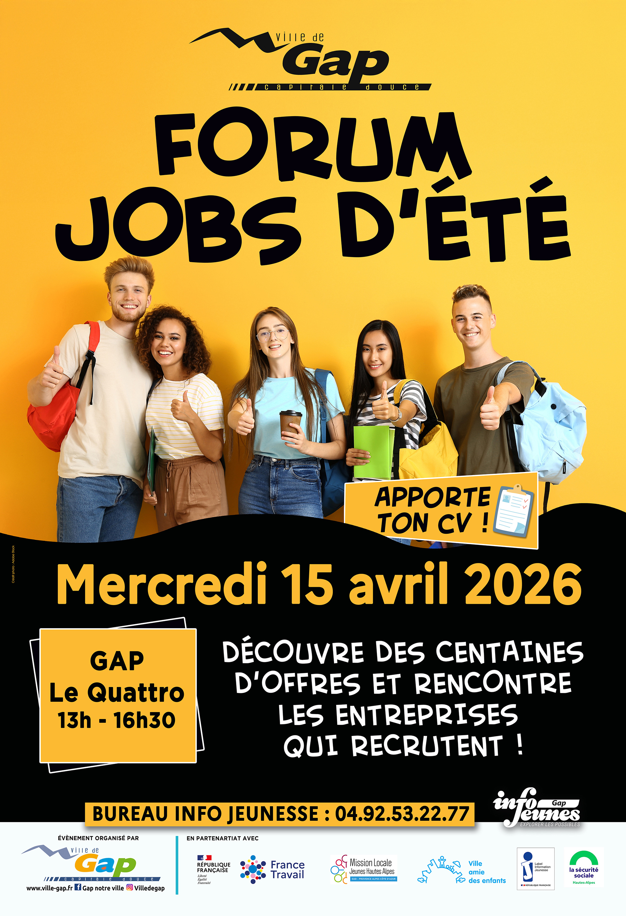 Affiche Forum des jobs d'été 2026 - © Ville de Gap