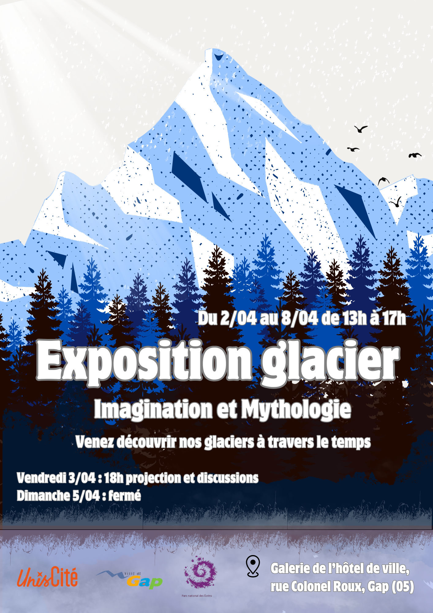 Affiche de l'exposition glacier - © libre de droit Affiche de l'exposition glacier - © libre de droit